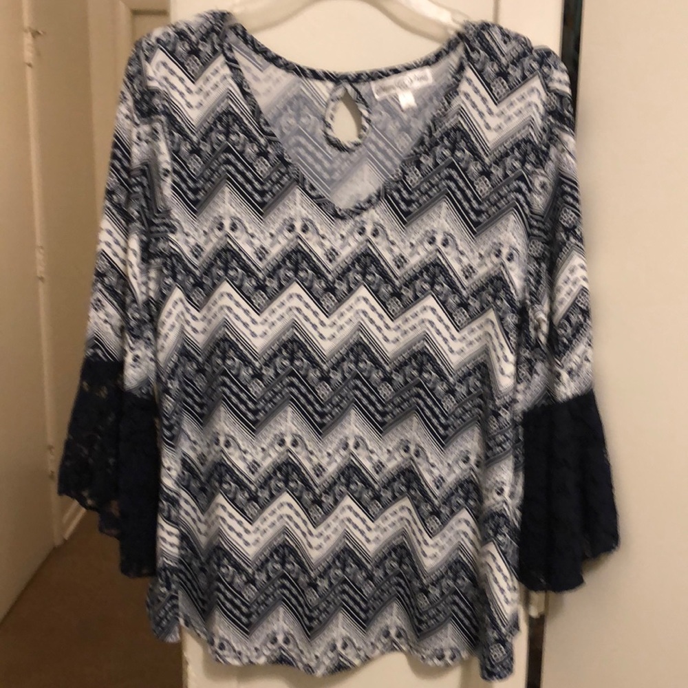 Navy blue and white tunic.